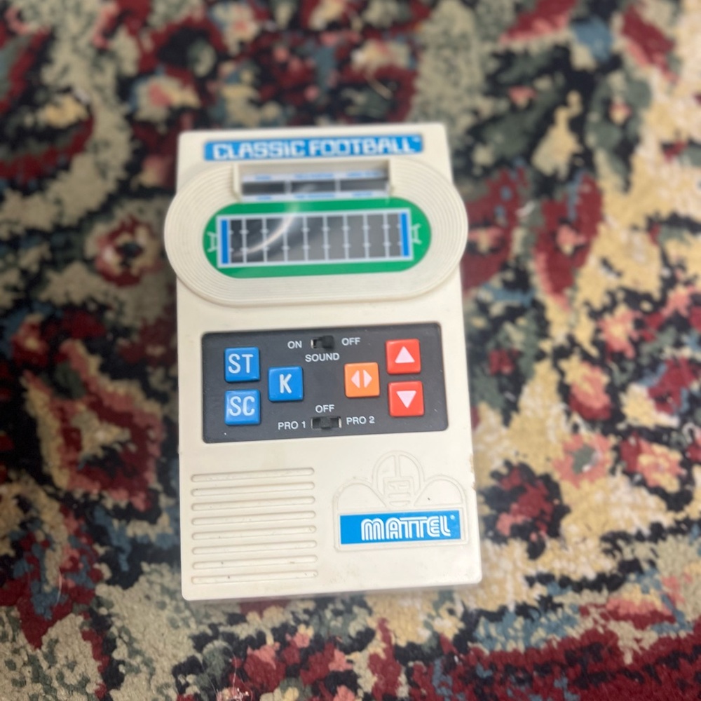 Mattel Electronic Football Game - Cream, Blue, Red